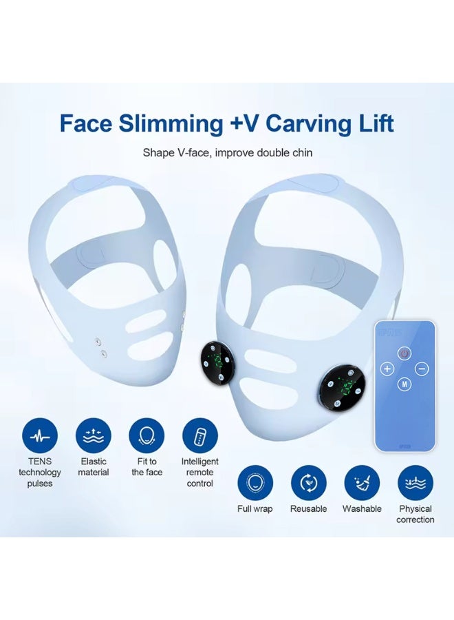 شريط تنحيف الوجه وجهاز رفع الوجه بشكل V – يشد ويحسن ملامح الوجه، يعالج خطوط الابتسامة والذقن المزدوجة، قناع نوم لنحت الوجه - Image 2