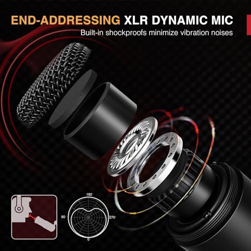 FIFINE ميكروفون ديناميكي FIFINE XLR، ميكروفون صوتي للبودكاست مع نمط قلب، ميكروفون معدني للاستوديو لتسجيل الصوت، أسود-K669D - Image 2