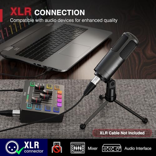 FIFINE ميكروفون ديناميكي FIFINE XLR، ميكروفون صوتي للبودكاست مع نمط قلب، ميكروفون معدني للاستوديو لتسجيل الصوت، أسود-K669D - Image 3