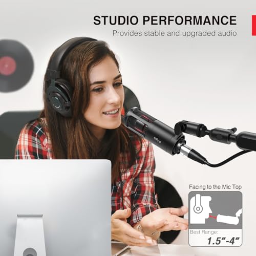 FIFINE ميكروفون ديناميكي FIFINE XLR، ميكروفون صوتي للبودكاست مع نمط قلب، ميكروفون معدني للاستوديو لتسجيل الصوت، أسود-K669D - Image 4