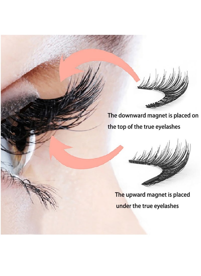 Eyelashes  Curler natural Set  Black, lightweight magnetic eyelashes with a natural appearance, 4 pairs of reusable false eyelashes set, no glue required, reusable, easy to use 4 pairs