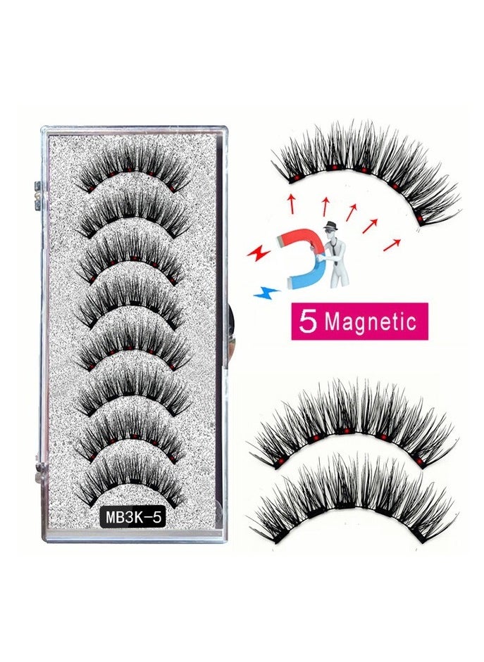 Eyelashes  Curler natural Set  Black, lightweight magnetic eyelashes with a natural appearance, 4 pairs of reusable false eyelashes set, no glue required, reusable, easy to use 4 pairs
