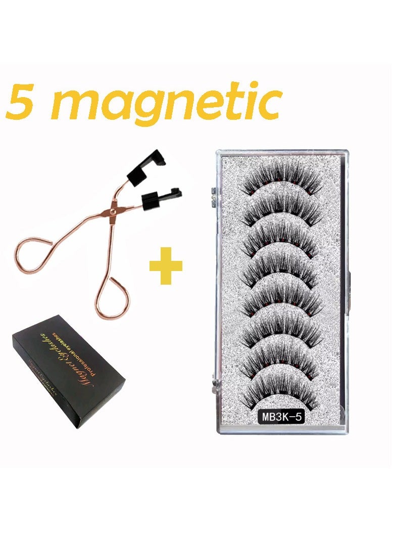Eyelashes  Curler natural Set  Black, lightweight magnetic eyelashes with a natural appearance, 4 pairs of reusable false eyelashes set, no glue required, reusable, easy to use 4 pairs