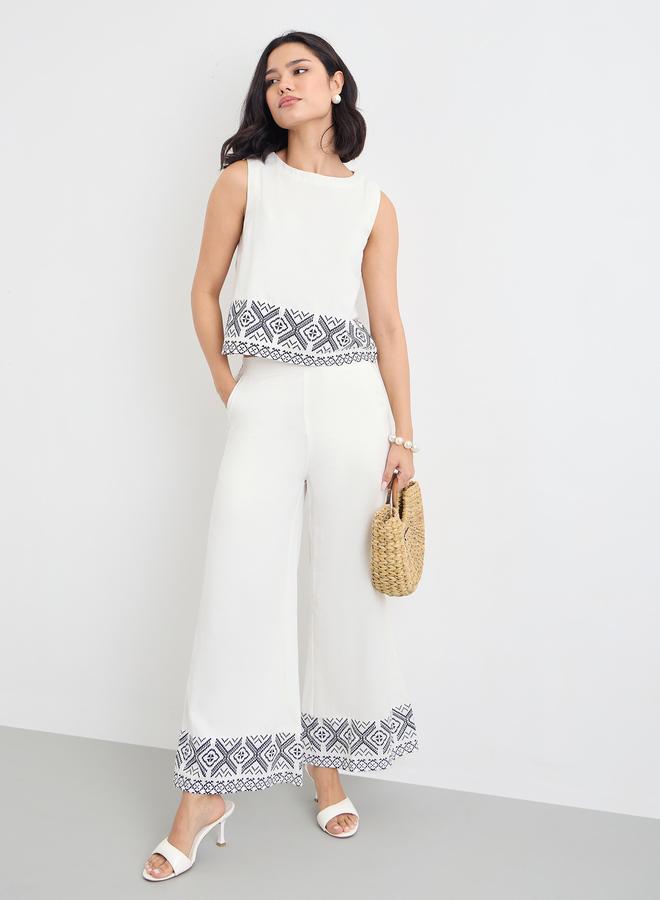 Styli Women Border Print Sleeveless Top and Pants Co-Ords - Image 1