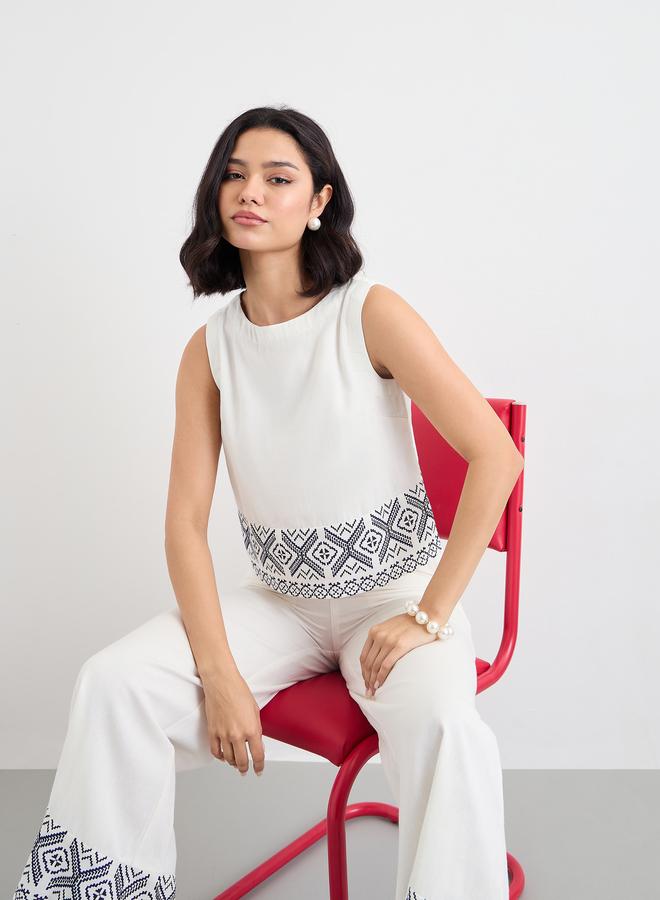 Styli Women Border Print Sleeveless Top and Pants Co-Ords - Image 5