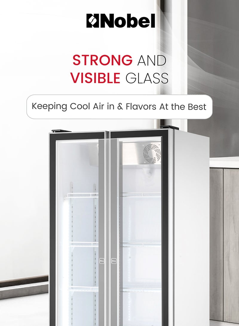 Nobel 700L Gross / 436L Net Capacity Double Door Upright Chiller, Electronic Control, R290 Refrigerant 436 L 300 W NSF850 Black/White - Image 4