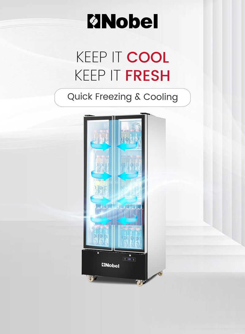 Nobel 700L Gross / 436L Net Capacity Double Door Upright Chiller, Electronic Control, R290 Refrigerant 436 L 300 W NSF850 Black/White - Image 2