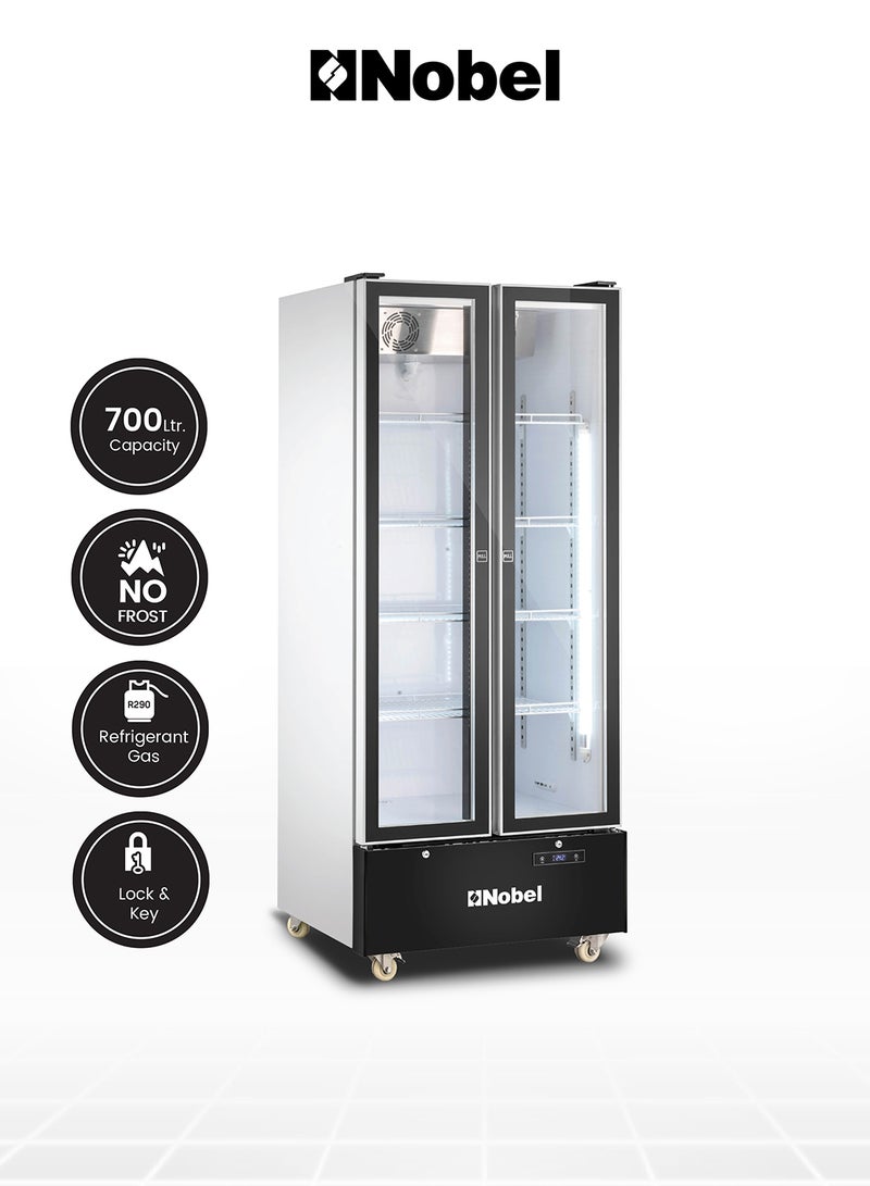 Nobel 700L Gross / 436L Net Capacity Double Door Upright Chiller, Electronic Control, R290 Refrigerant 436 L 300 W NSF850 Black/White - Image 1