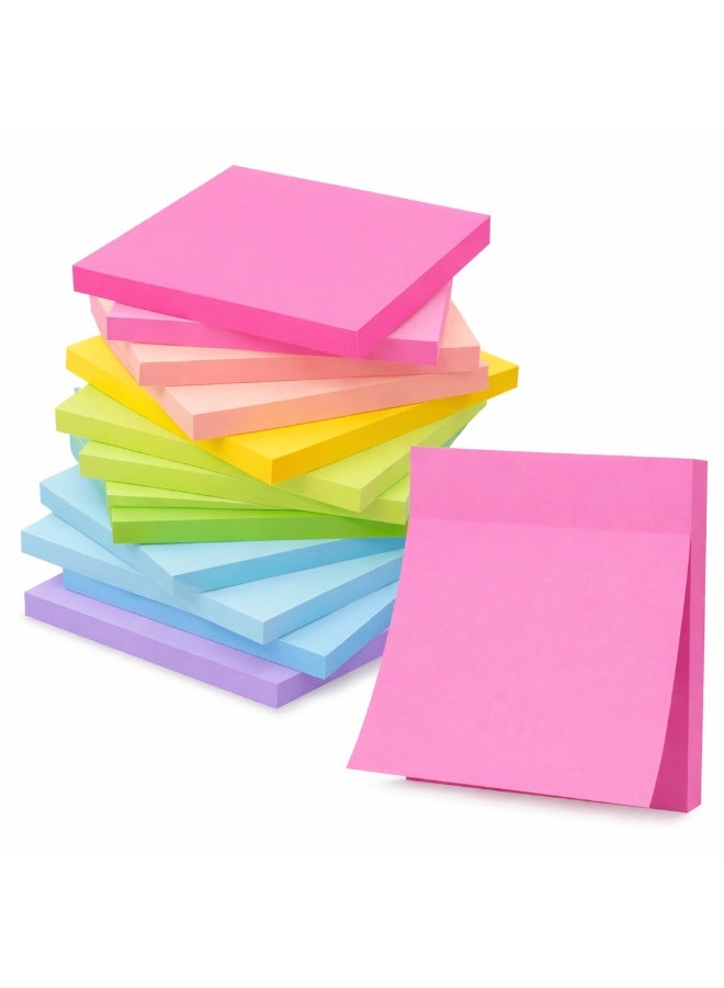 4 Color Sticky Notes 3x3 Inch Self Adhesive Memo Pads – Pink Yellow Green Blue Square Sticky Note Pads for Office, School & Home – Strong Adhesive Easy Peel Repositionable Writing Notes Pack