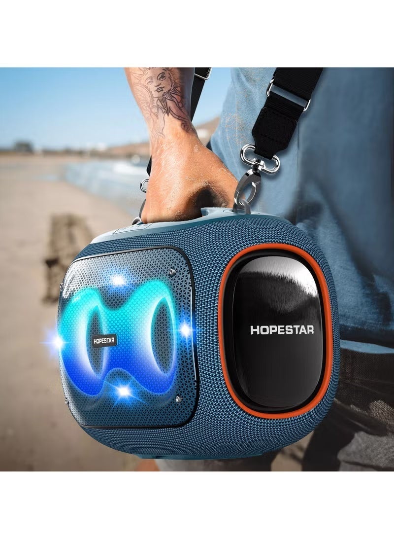 HOPESTAR Party Box 120W Portable Bluetooth Speaker with Dual Wireless Microphones, 20W Fast Charging, IPX6 Waterproof, 10-Hour Playtime, RGB Lights – Ideal for Outdoor, Karaoke, - Image 5