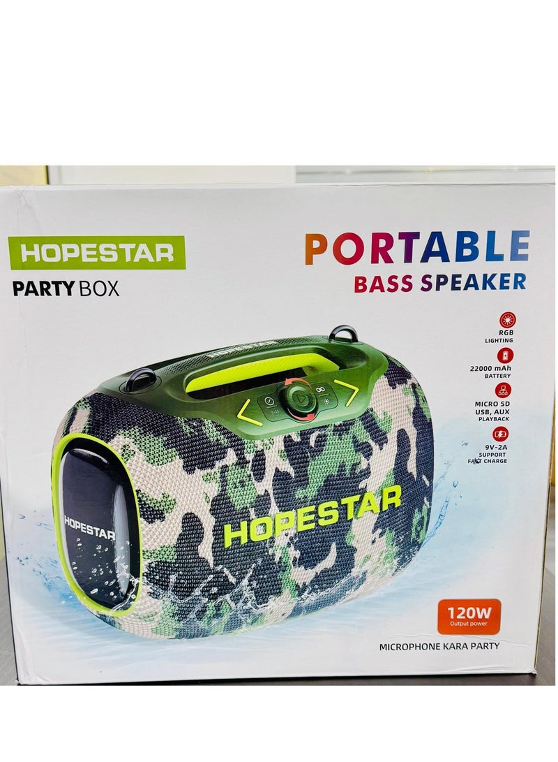 HOPESTAR Party Box 120W Portable Bluetooth Speaker with Dual Wireless Microphones, 20W Fast Charging, IPX6 Waterproof, 10-Hour Playtime, RGB Lights – Ideal for Outdoor, Karaoke, - Image 3