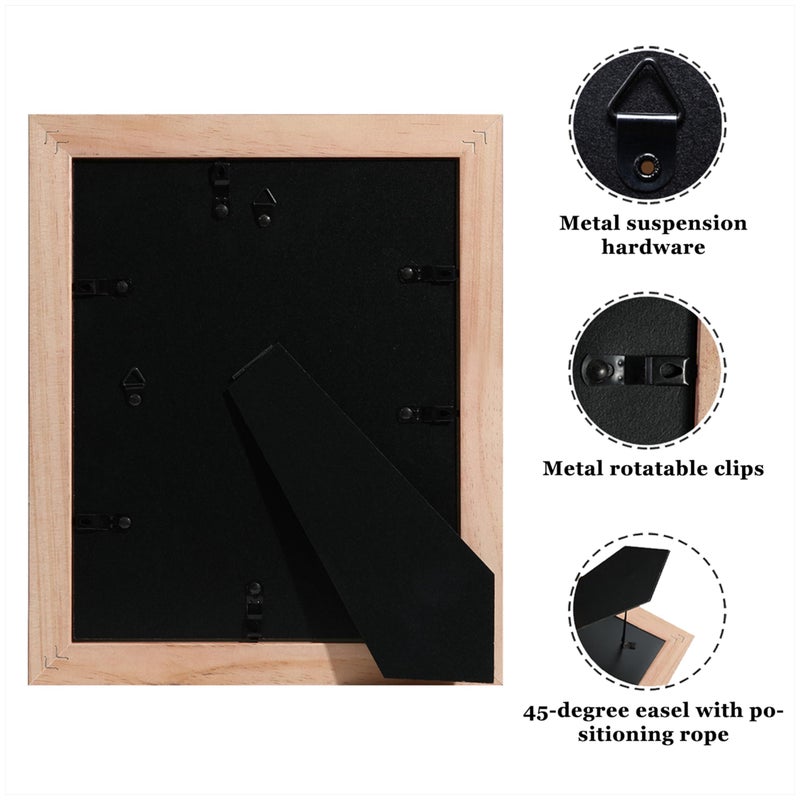 CORE ART 8x10 Picture Frame  Handmade Wood Rustic Brown Photo Frame Set of 2  High Definition Semi-tempered Glass Wall or Tabletop Display - Image 3