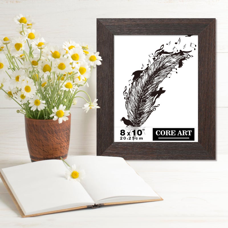 CORE ART 8x10 Picture Frame  Handmade Wood Rustic Brown Photo Frame Set of 2  High Definition Semi-tempered Glass Wall or Tabletop Display - Image 4