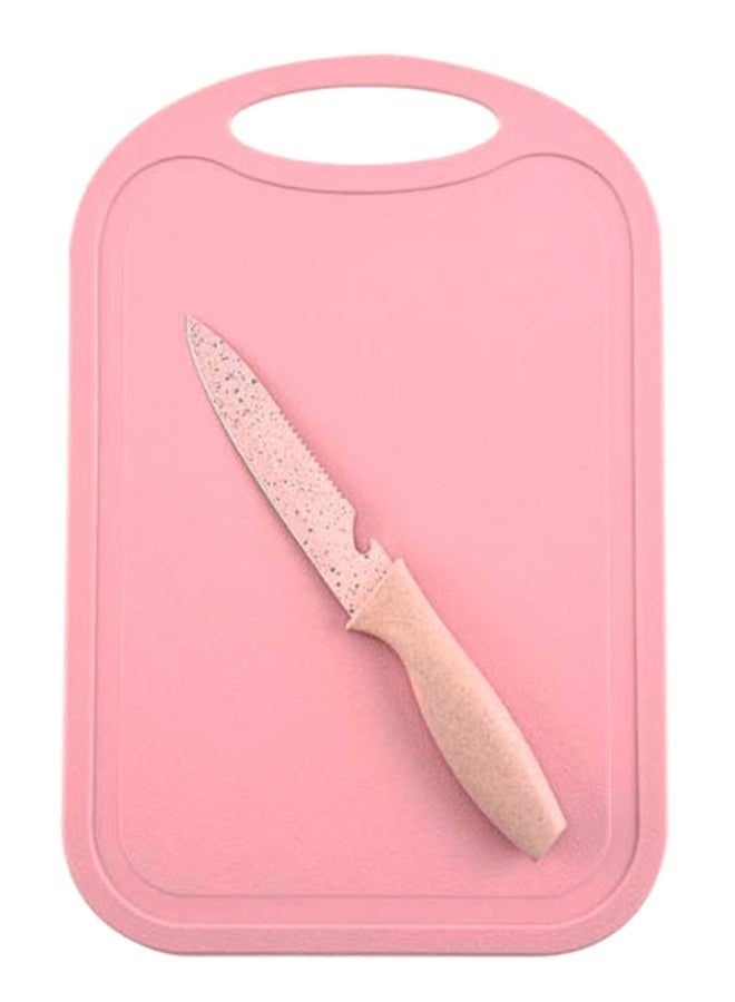 RollsTimi  7-Piece Wheat Straw Kitchen Knife With Cutting Board Set Pink 21.5x32x32cm - Image 2