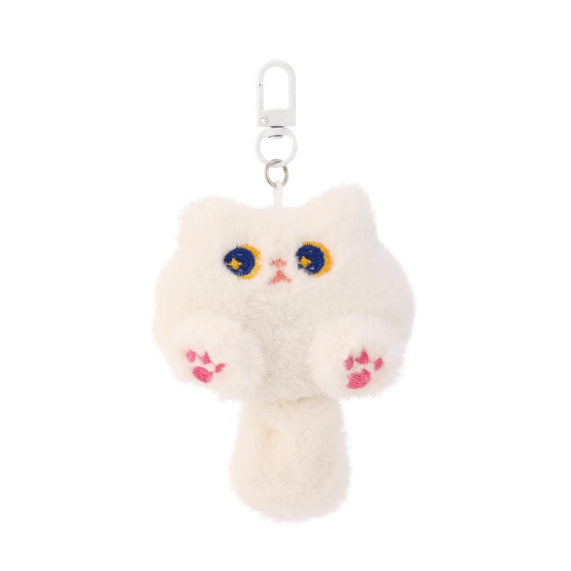 Dhdfisd Cute Cat Plush Keychain Kawaii Cartoon Inspired Cat Bag Charm Car Key Handbag Wallet Charm for Women Christmas Gift(White plush) - Image 1