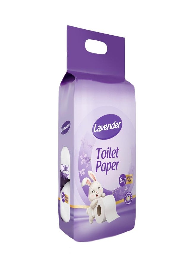 LAVENDER Toilet Paper 6 Rolls X 160 Pulls Pack | Ultra Soft Strong Virgin Fibre Tissue | High Absorbency Hygienic Bathroom Rolls | Daily Personal Care for Home Office Guest Washroom Use - Image 1