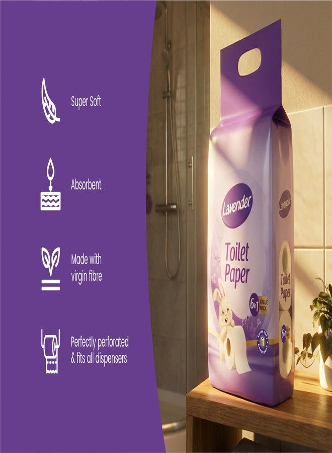 LAVENDER Toilet Paper 6 Rolls X 160 Pulls Pack | Ultra Soft Strong Virgin Fibre Tissue | High Absorbency Hygienic Bathroom Rolls | Daily Personal Care for Home Office Guest Washroom Use - Image 4