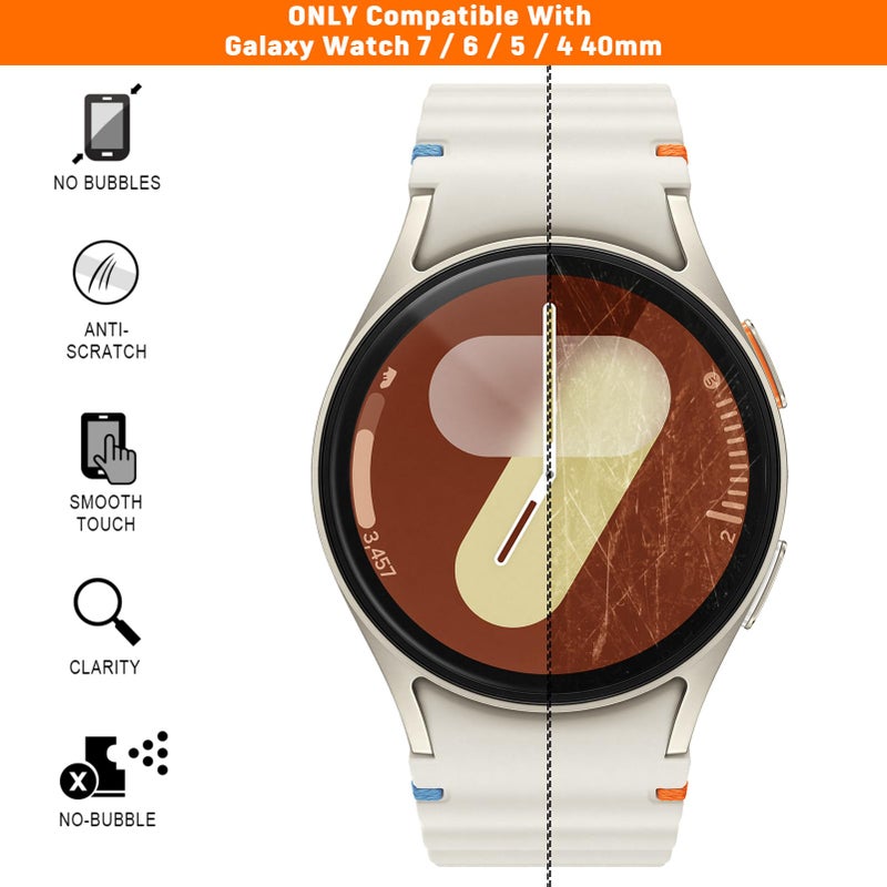 SPGUARD 4 Pack Galaxy Watch 7 40mm Screen Protector & Galaxy Watch 6 40mm/ Watch 5/4 40mm Screen Protector,Tempered Glass Protectors Compatible with Samsung Watch 7/6/5/4 40mm (NOT for Others Model) - Image 4