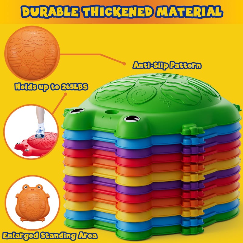 HYES Stepping Stones for Kids, 12PCS Non-Slip Balance Steps Stones for Toddler 1-3, Obstacle Courses Sensory Toys, Coordination Game Gift for Boys Girls Indoor Outdoor Play Ages 3-5 - Image 3