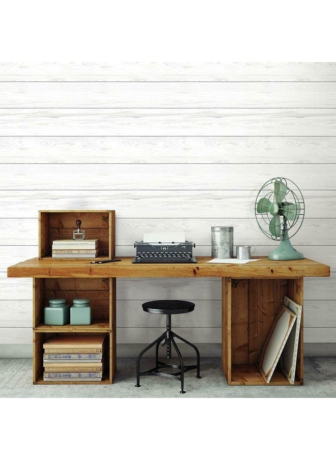 RoomMates Rmk11808Wp Shiplap Peel And Stick Wallpaper White And Grey Roll  - Image 1