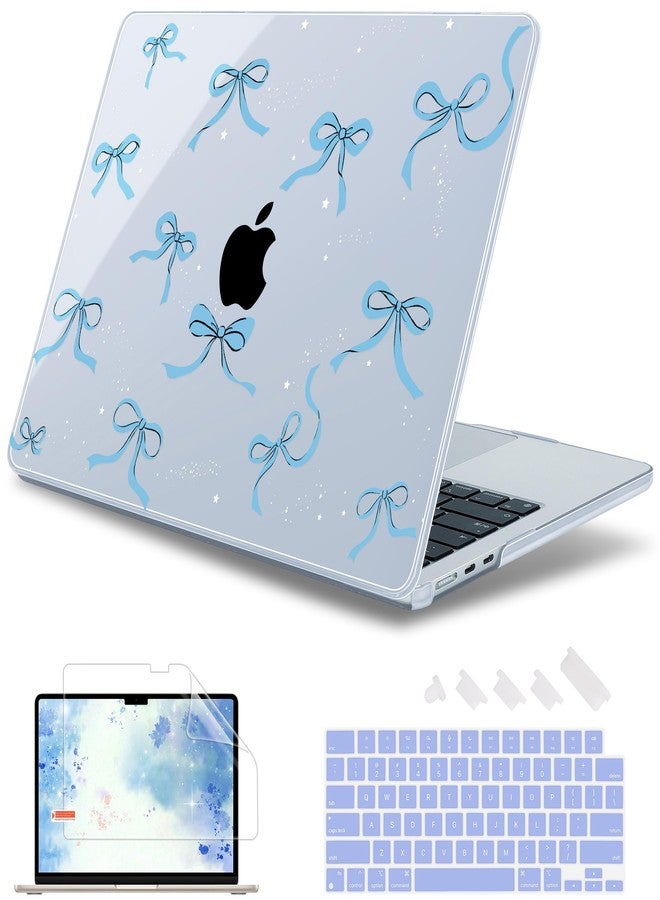 May Chen Compatible with M4 MacBook Air 15 Inch Case 2025 2024 2023 A3241 A3114 A2941 M3 M2 with Liquid Retina Display & Touch ID, Protective Plastic Hard Shell Cover - Blue Bows P720 - Image 1
