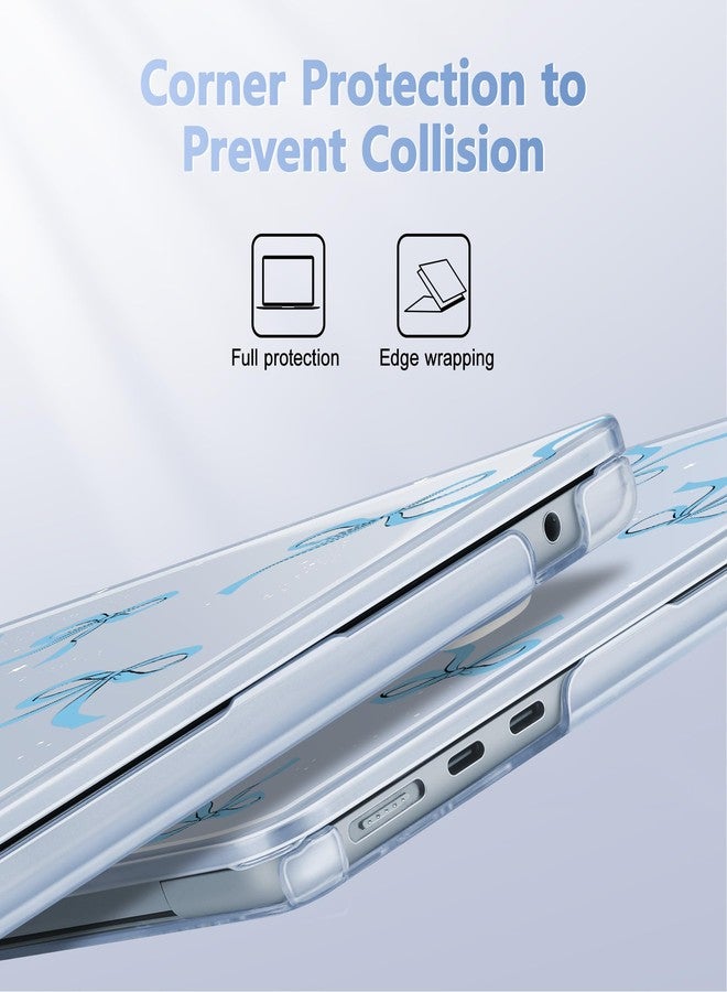 May Chen Compatible with M4 MacBook Air 15 Inch Case 2025 2024 2023 A3241 A3114 A2941 M3 M2 with Liquid Retina Display & Touch ID, Protective Plastic Hard Shell Cover - Blue Bows P720 - Image 3