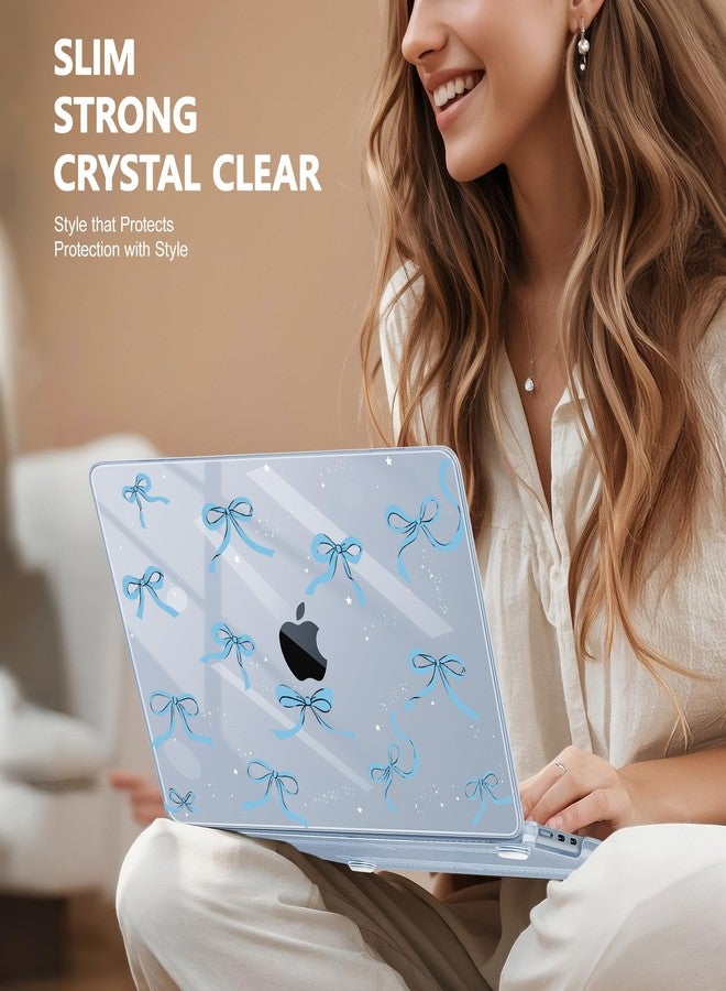 May Chen Compatible with M4 MacBook Air 15 Inch Case 2025 2024 2023 A3241 A3114 A2941 M3 M2 with Liquid Retina Display & Touch ID, Protective Plastic Hard Shell Cover - Blue Bows P720 - Image 4