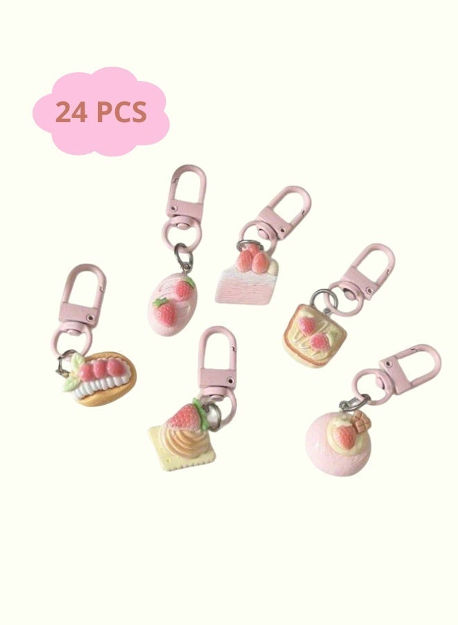 Moonley 24 Pack Cute pink strawberry cake Toys, Party Favors for Kids, Party Favors for girls, Mini cute Keychain, Classroom Small Prizes School End of Year Student Gifts Birthday Goodie Bag Stuffers,gift for girls - Image 1