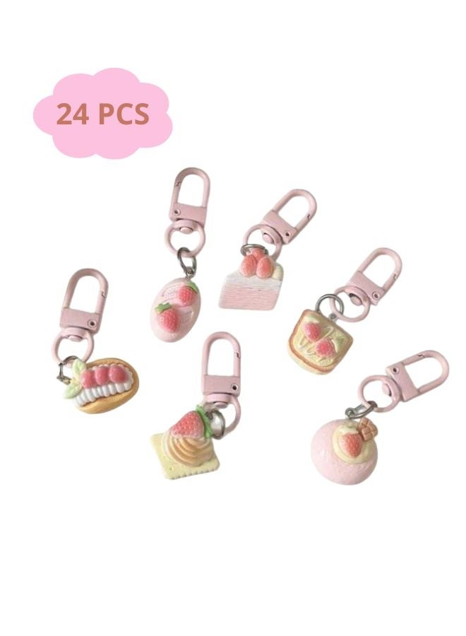 Moonley 24 Pack Cute pink strawberry cake Toys, Party Favors for Kids, Party Favors for girls, Mini cute Keychain, Classroom Small Prizes School End of Year Student Gifts Birthday Goodie Bag Stuffers,gift for girls - Image 4