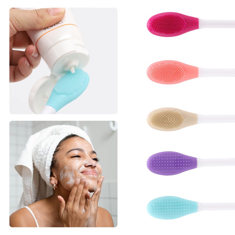 Tbestmax 20 Pcs Silicone Face Mask Applicator, 2 in 1 Double-Sided Facial Scrubber Brush Tool, Double-Head Manual Cleansing Brush for Deep Gentle Exfoliating - Image 5