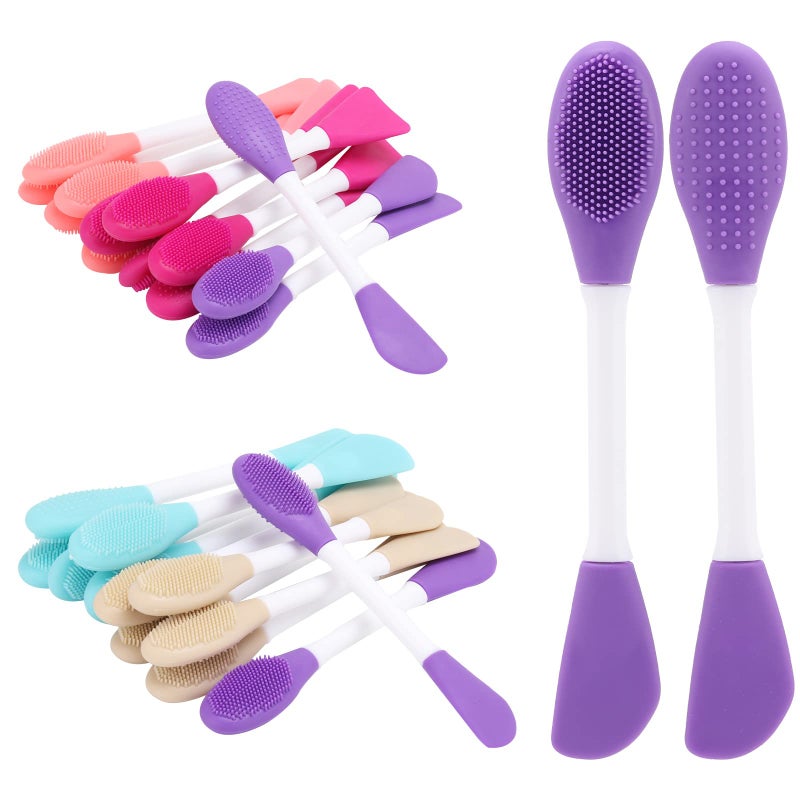 Tbestmax 20 Pcs Silicone Face Mask Applicator, 2 in 1 Double-Sided Facial Scrubber Brush Tool, Double-Head Manual Cleansing Brush for Deep Gentle Exfoliating - Image 1
