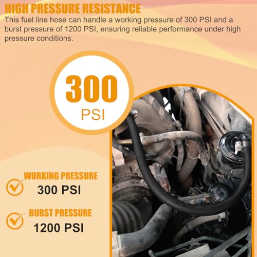 CHOIMOON 1/2 Fuel Line 300PSI R9 High Pressure Hose 13mm NBR Transmission Cooler Hose For Cooling, Steam Emission,Fuel System 10FT - Image 3
