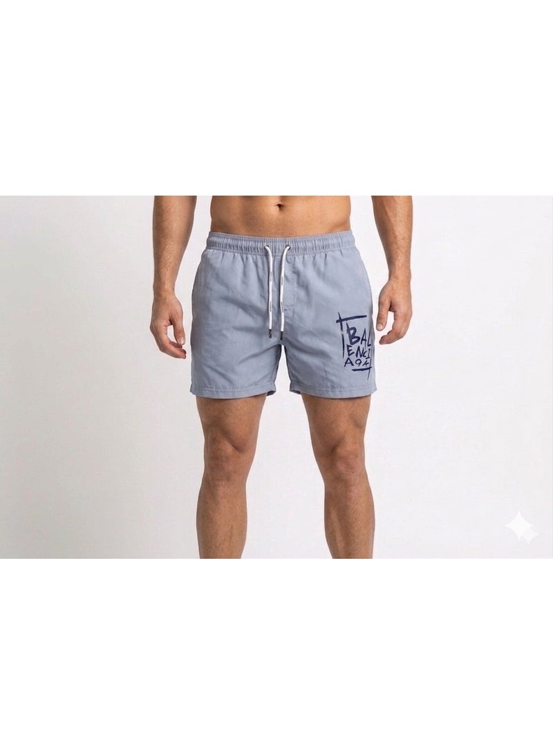Swim shorts, waterproof, with Stylish Letters Light Grey - Image 1