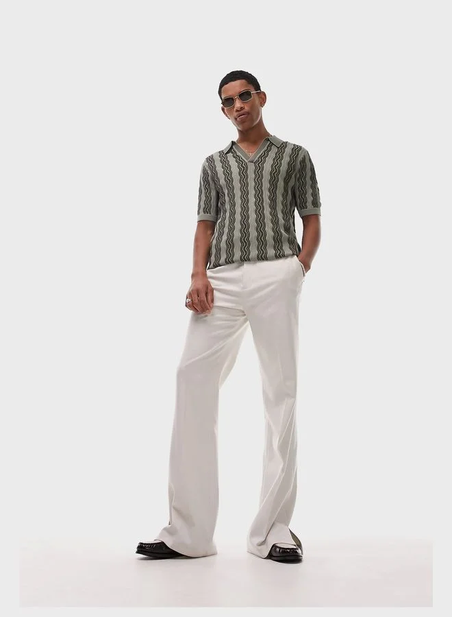 TOPMAN Stripe Print Polo