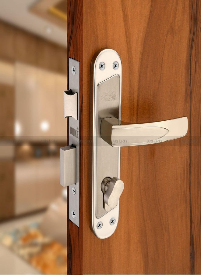 DUKElocks طقم قفل باب ديوك مورتيس 1001 SS CY للأبواب الرئيسية والمطابخ وغرف النوم والمكاتب والفنادق، جسم القفل من النحاس مع أسطوانة من النحاس، لون الفولاذ المقاوم للصدأ، 190 مم (8 بوصة). - Image 1