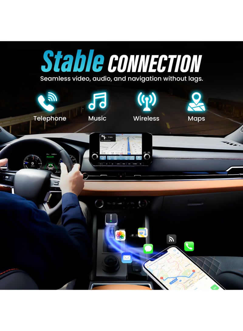 HAMMINER 2-in-1 Wireless CarPlay & Android Auto Adapter, Convert Wired to Wireless CarPlay Adapter, No Delay & Stable Control Mini Size Apple CarPlay Adapter With Converter USB-A To USB-C - Image 5