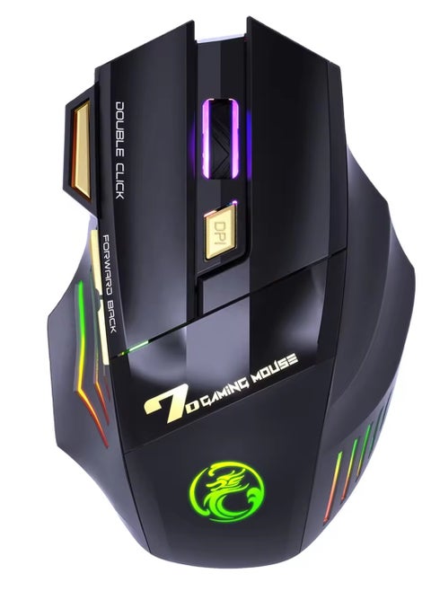 ماوس ألعاب مريح GW-X7 مزود بـ 7 أزرار قابلة لإعادة الشحن RGB ماوس ألعاب لاسلكي قابل للتعديل DPI فأرة مكتب ألعاب مريحة لأجهزة الكمبيوتر المحمول وسطح المكتب Windows Mac