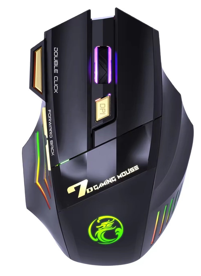iMice - Gaming Mouse, 7 Buttons Rechargeable RGB Wireless gaming mice, Long Battery Life  Adjustable DPI Ergonomic Gaming Work Office  Mouse for Laptop, Desktop windows Mac - Image 1