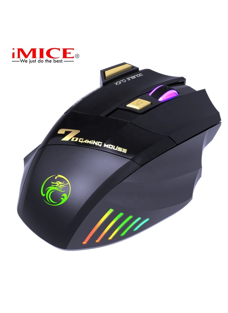 iMice - Gaming Mouse, 7 Buttons Rechargeable RGB Wireless gaming mice, Long Battery Life  Adjustable DPI Ergonomic Gaming Work Office  Mouse for Laptop, Desktop windows Mac - Image 1