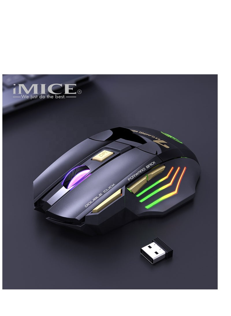 iMice - Gaming Mouse, 7 Buttons Rechargeable RGB Wireless gaming mice, Long Battery Life  Adjustable DPI Ergonomic Gaming Work Office  Mouse for Laptop, Desktop windows Mac - Image 1