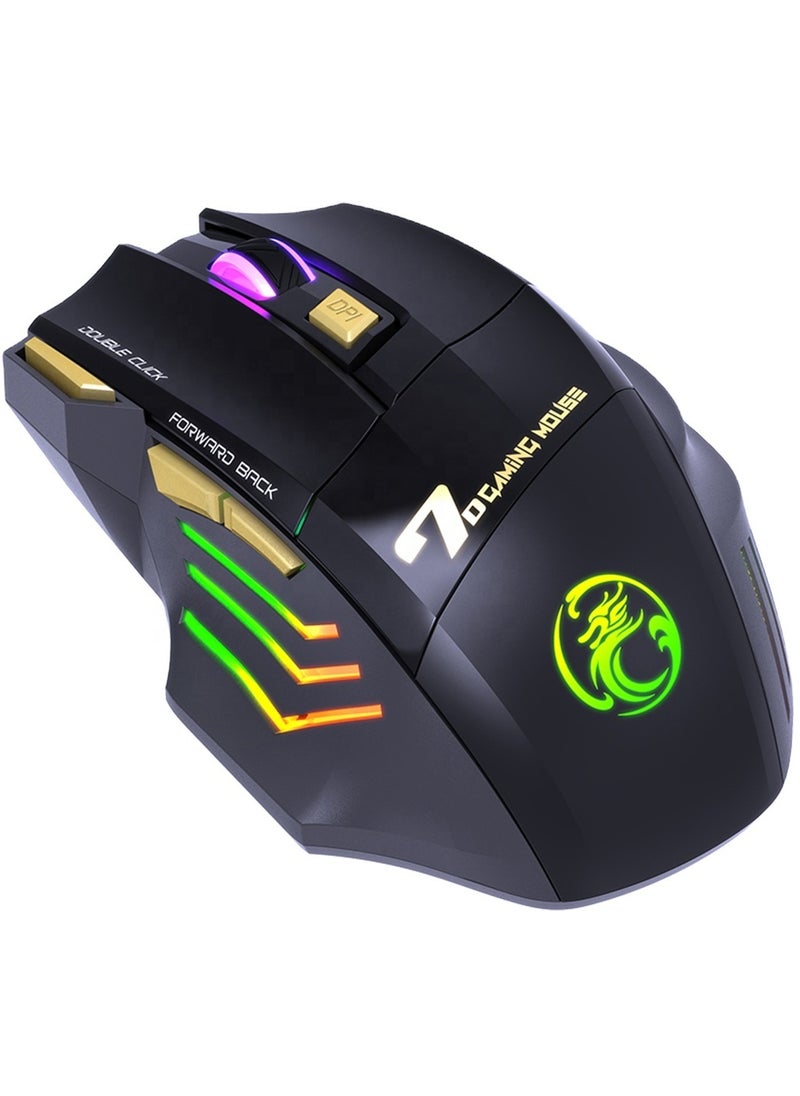 iMice - Gaming Mouse, 7 Buttons Rechargeable RGB Wireless gaming mice, Long Battery Life  Adjustable DPI Ergonomic Gaming Work Office  Mouse for Laptop, Desktop windows Mac - Image 1