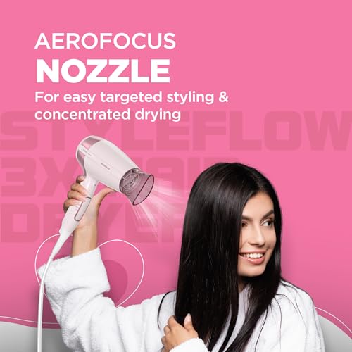 Havells Styling Hair Dryer | 3 Detachable Attachments | Diffuser, Quill-Style Comb & Aerofocus Nozzle | 3 Temperature/ 2 Speed Settings | Cool Shot | 2 Year Guarantee | HD5161 - Image 5