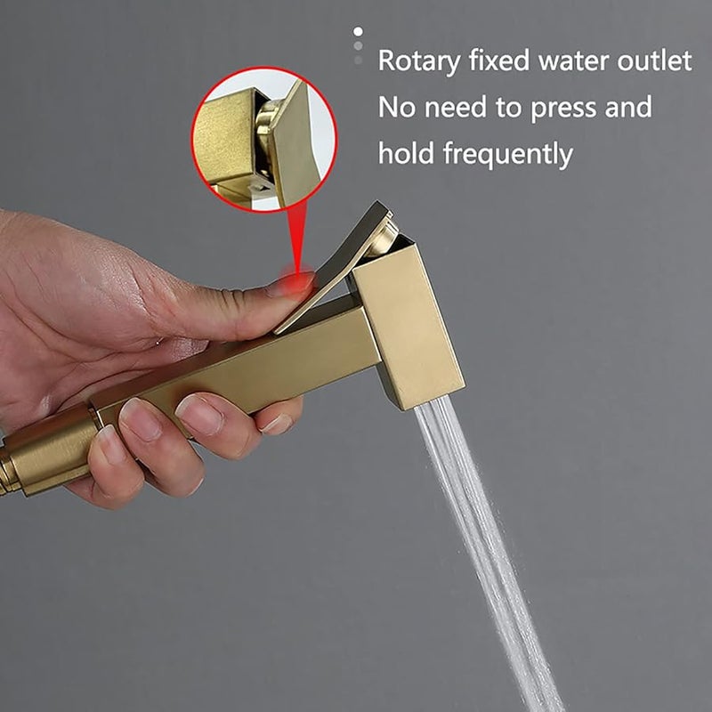 Brushed Gold Handheld Bidet Sprayer Toilet Kit Cold Water Wall Mount Feminine Hygiene - Image 2