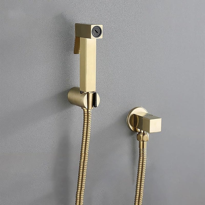 Brushed Gold Handheld Bidet Sprayer Toilet Kit Cold Water Wall Mount Feminine Hygiene - Image 4