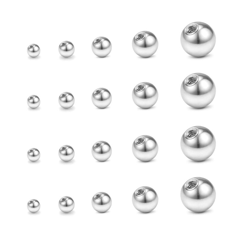 QWALIT 16gauge Stainless Steel Replacement Balls for Lip Studs Labret Earrings Septum Rings Externally Threaded Plastic Balls 3mm - 8mm - Image 5