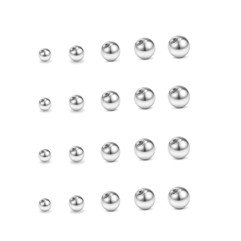 QWALIT 16gauge Stainless Steel Replacement Balls for Lip Studs Labret Earrings Septum Rings Externally Threaded Plastic Balls 3mm - 8mm - Image 1