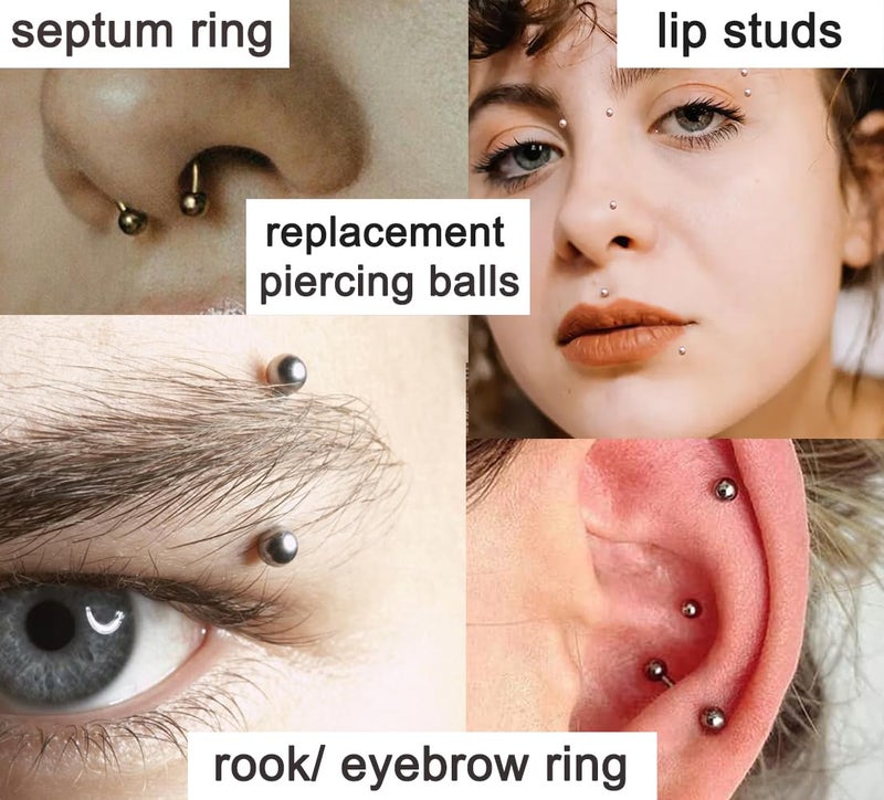 QWALIT 16gauge Stainless Steel Replacement Balls for Lip Studs Labret Earrings Septum Rings Externally Threaded Plastic Balls 3mm - 8mm - Image 3