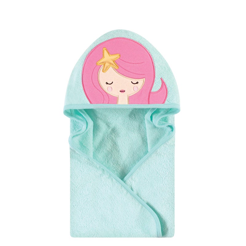 Hudson Baby Unisex Baby Cotton Animal Face Hooded Towel, Mermaid, One Size - Image 1