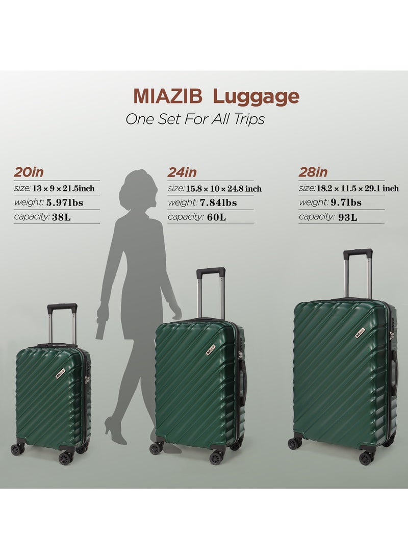 MIAZIB MIAZIB Luggage Sets Suitcases with Wheels Suitcase set Hardshell Luggage sets Clearance Luggage sets with TSA Lock 20/24/28 Inch Luggage Lightweight Suitcases with Wheels Jasper  - Image 5
