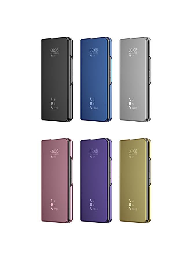 اس-توب جراب لهاتف Samsung Galaxy Z Fold4، جراب هاتف مزدوج الطلاء الكهربائي، مرآة قلابة، مقاوم للصدمات - Image 3